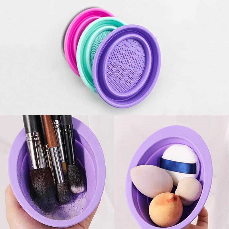 Cosmetic Sponge - 부드러운 실리콘 메이크업 브러쉬 클리너 접이식