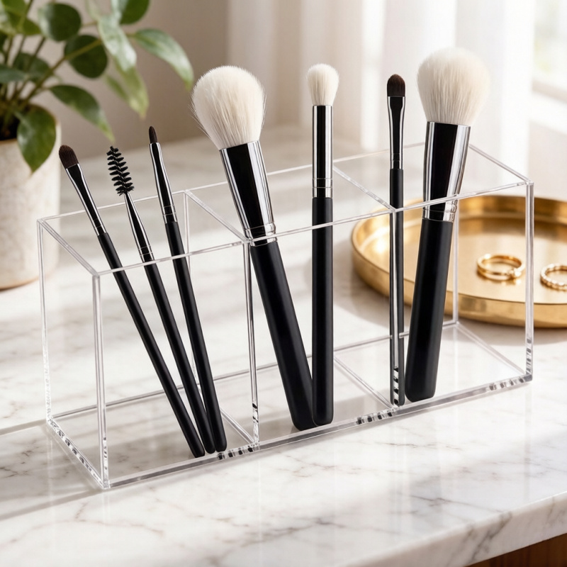 Beauty Makeup Desk - 투명 아크릴 립스틱 메이크업 보관함, 화장