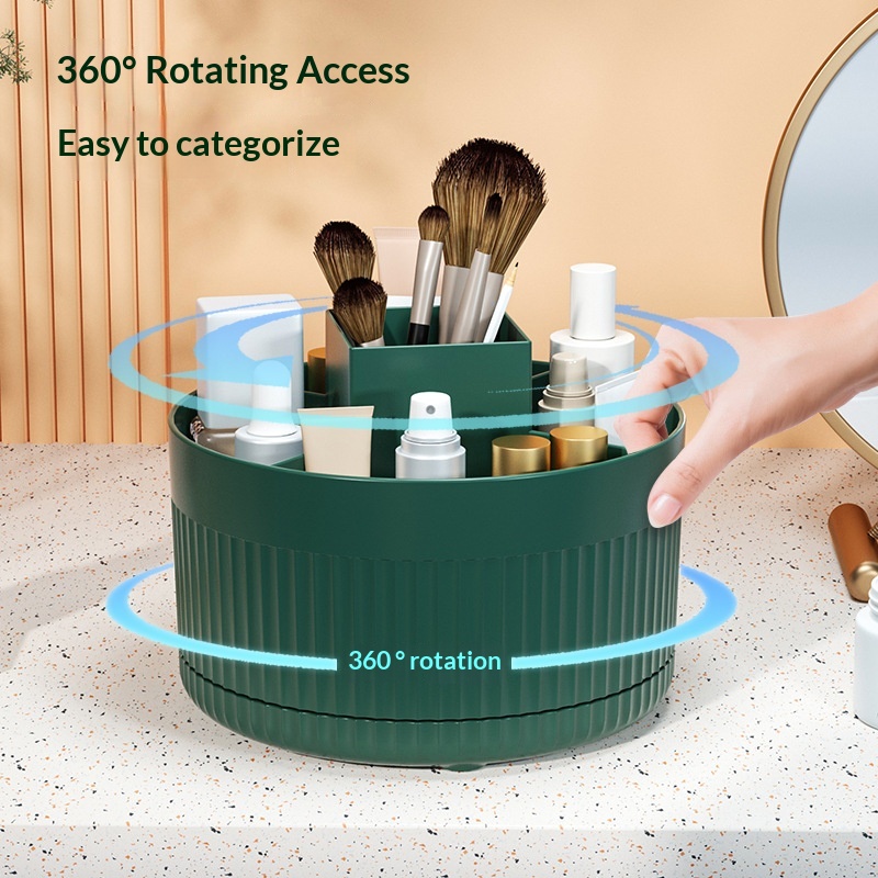 Beauty Makeup Desk - 360 ° 테이블탑 회전식 메이크업 브러쉬