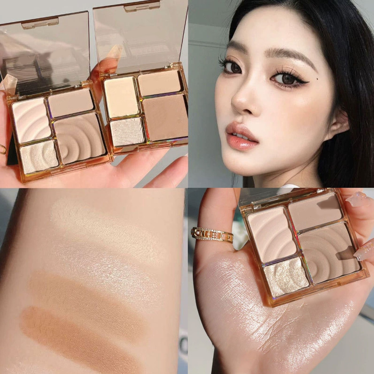 4 가지 색상 고광택 한 디스크 매트 브라이트닝 섀도우 - Merit Beauty Makeup 리뷰 및 가격