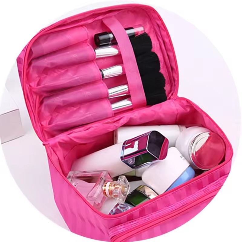    대용량 여성 화장품 가방 스트라이프 패턴 정리함 - Beauty Bag Makeup 리뷰 및 가격